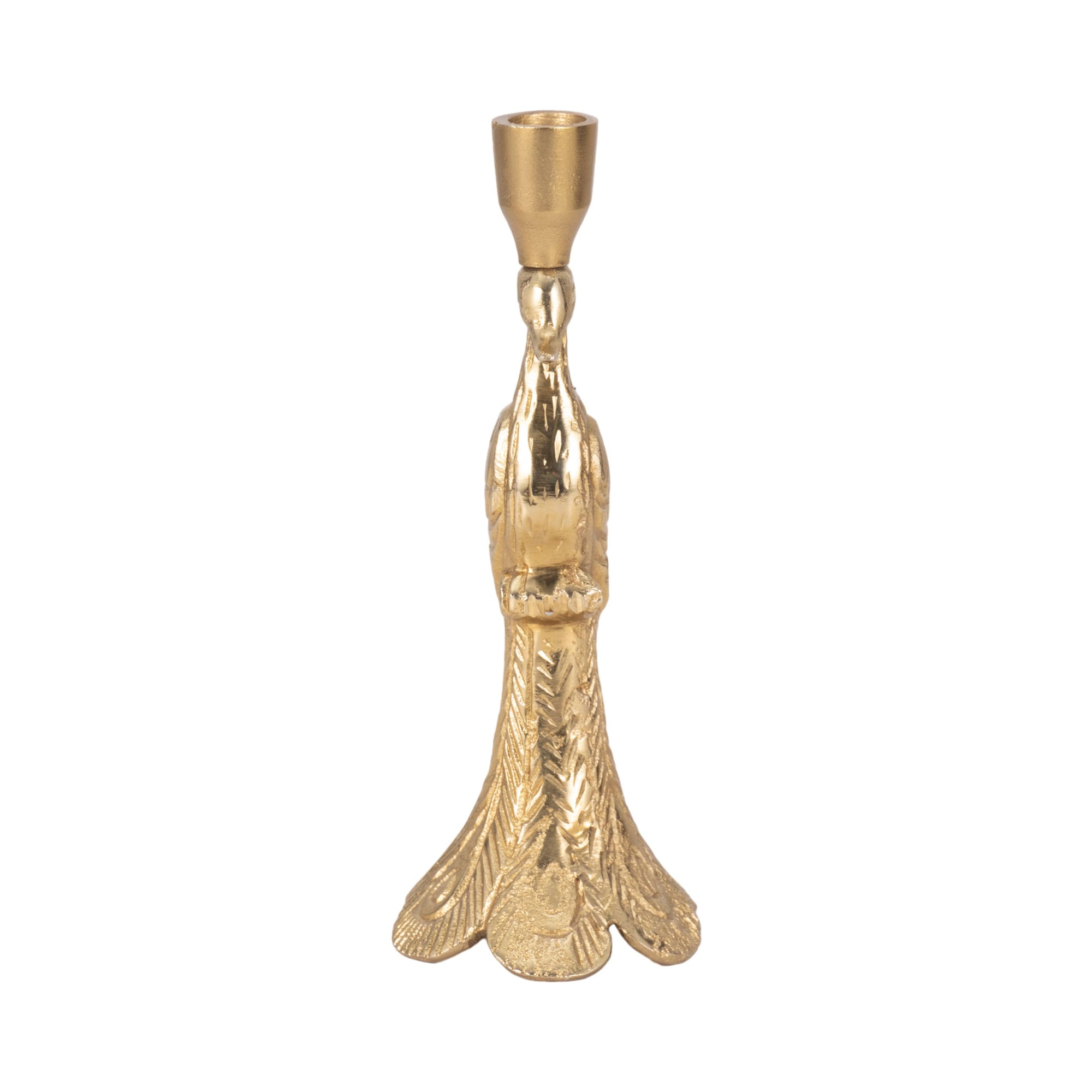 Gold Peacock Taper Candle Holder - Cloth + Cabin