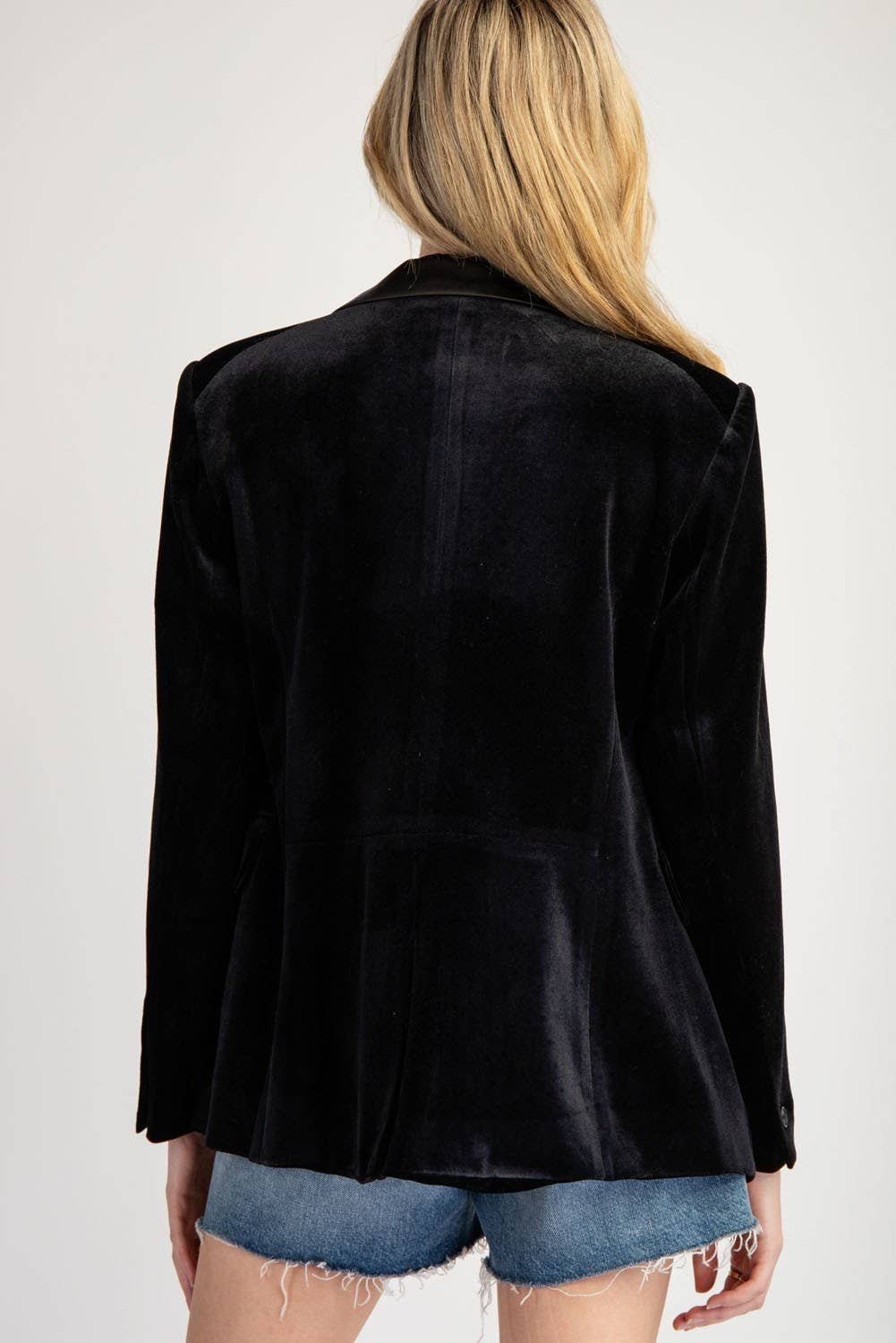 Velvet Long Sleeve One Button Blazer