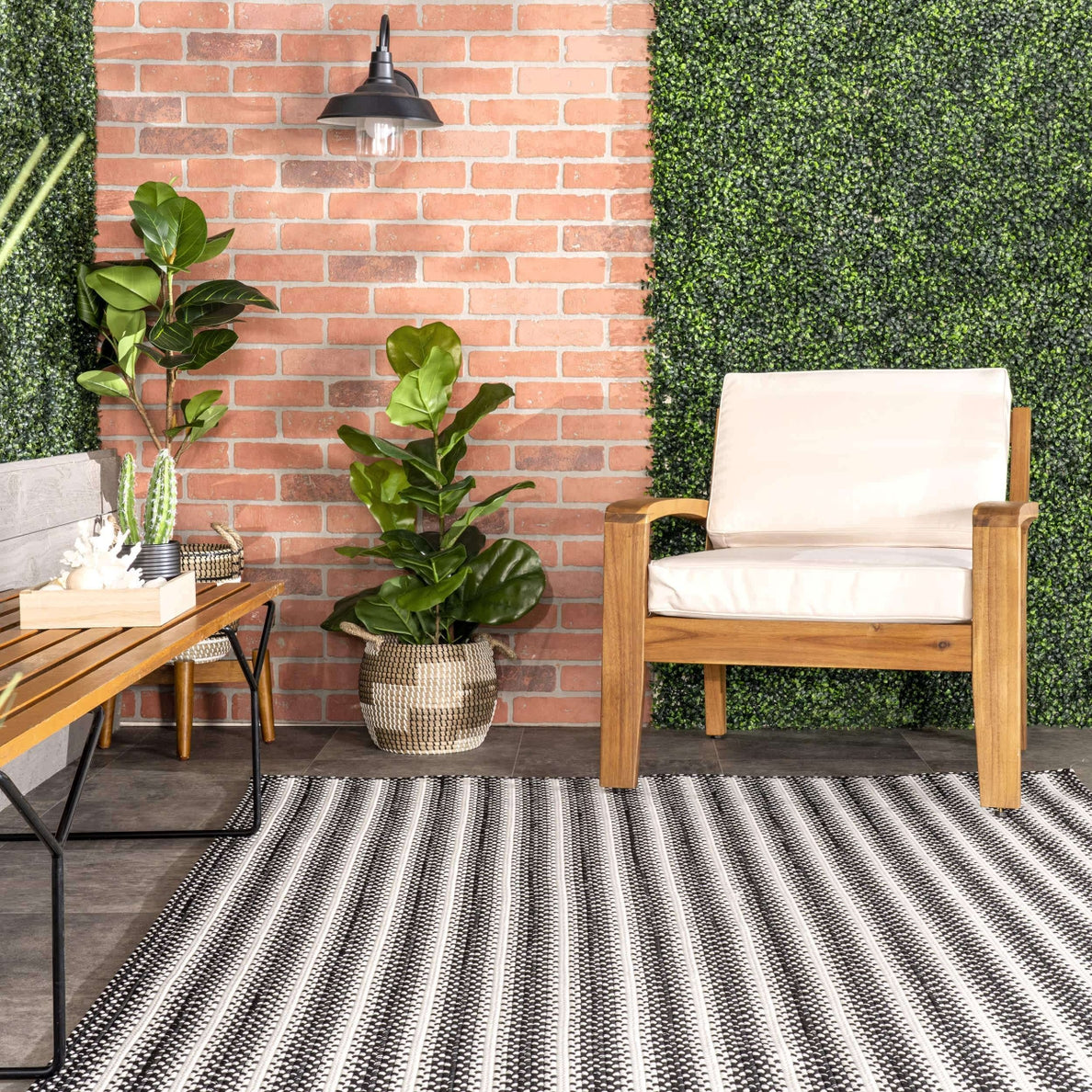 Kennedy Braided Stripes Indoor/Outdoor Area Rug