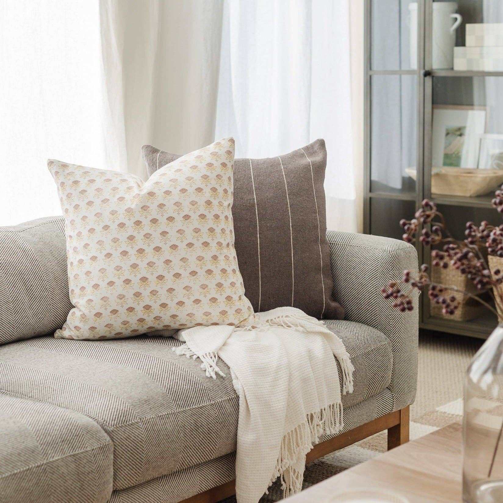 White Floral Pillow Cover