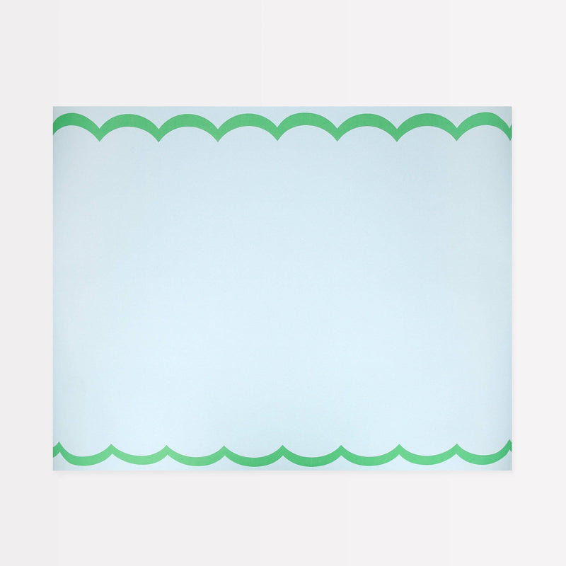Scalloped Edge Blue Green Table Runner