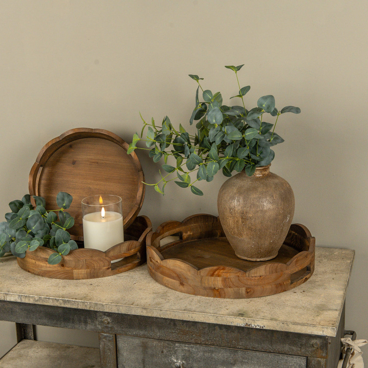 Scalloped Wood Tray - Cloth + Cabin