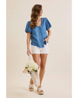 Danika Bubble-Sleeves Top