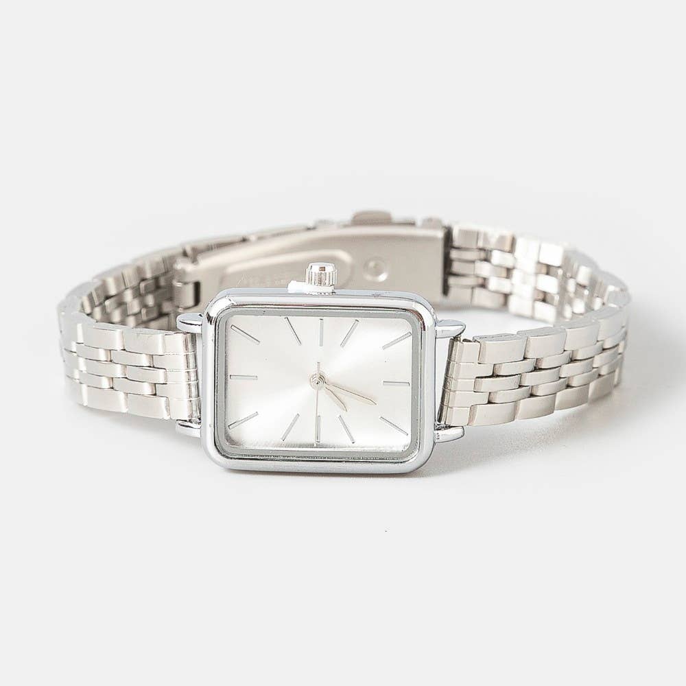 Minimalist Rectangle Watch / Silver
