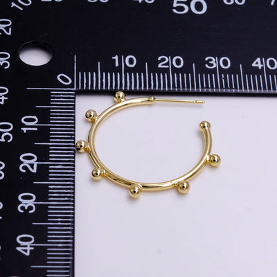 25mm Dotted Outline C-Shaped Hoop Earrings