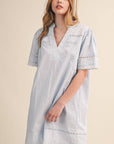 LACE TRIM SHORT SLEEVE TUNIC DRESS MDR4659 - Cloth + Cabin
