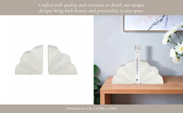 Marble Fluted Bookends / Set of 2 - Cloth + Cabin