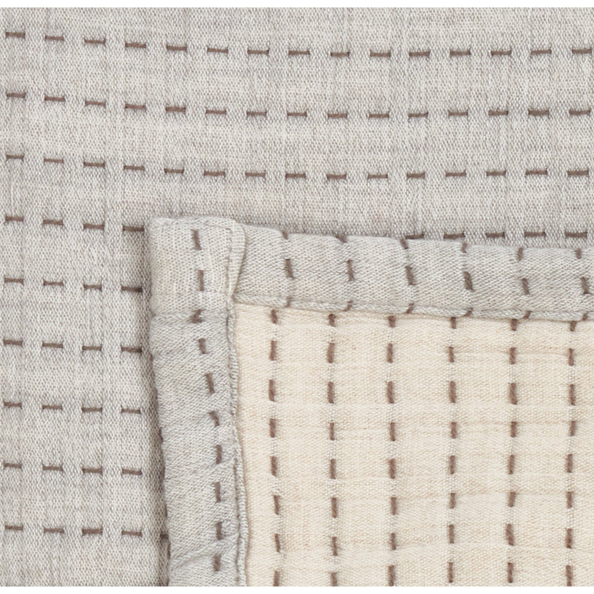 Grey Pure Cotton Line-Stitch Throw Blanket