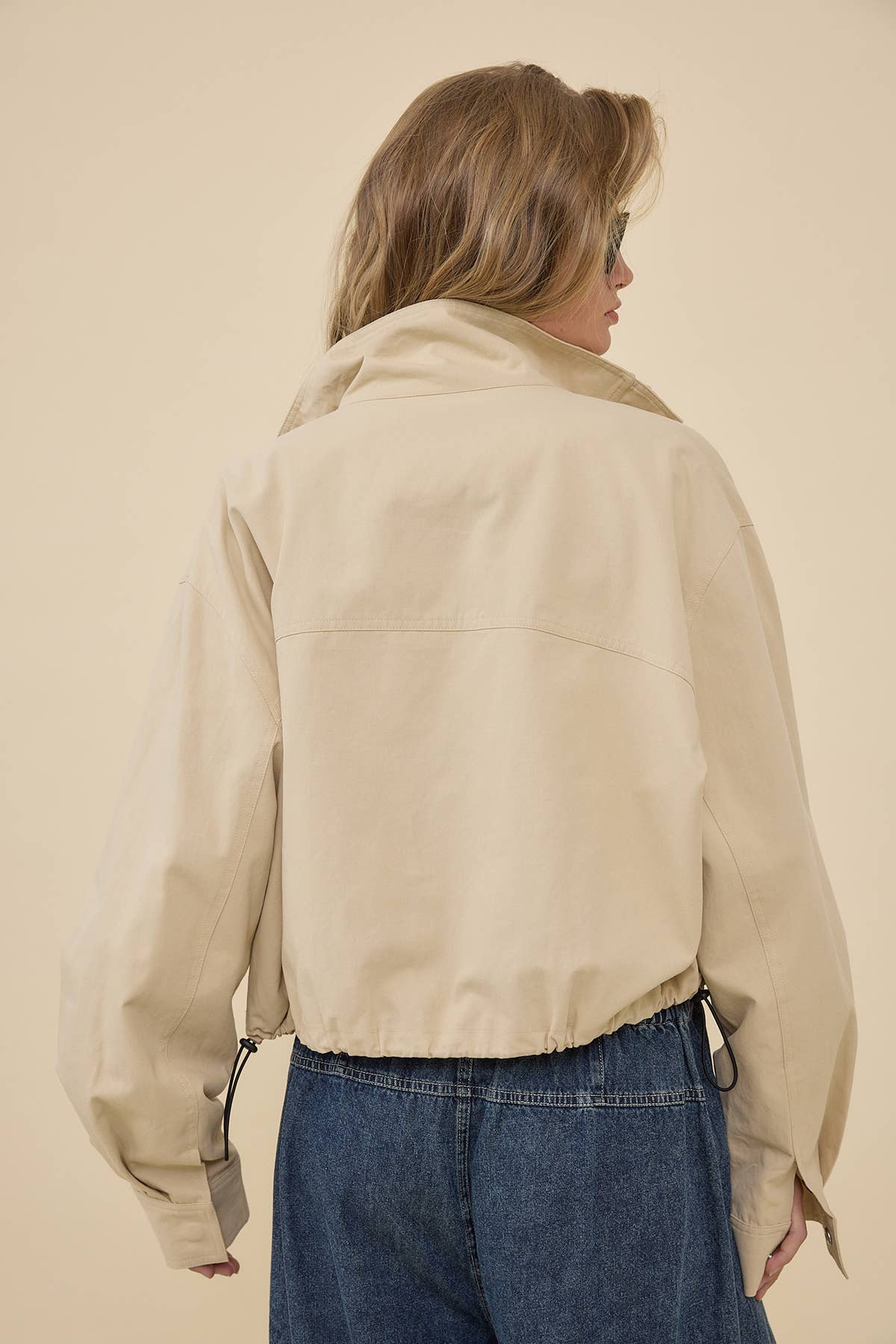Ayla Stand Collar Drawstring Jacket