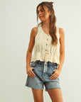 Raquel Sleeveless Button Front Knit Top