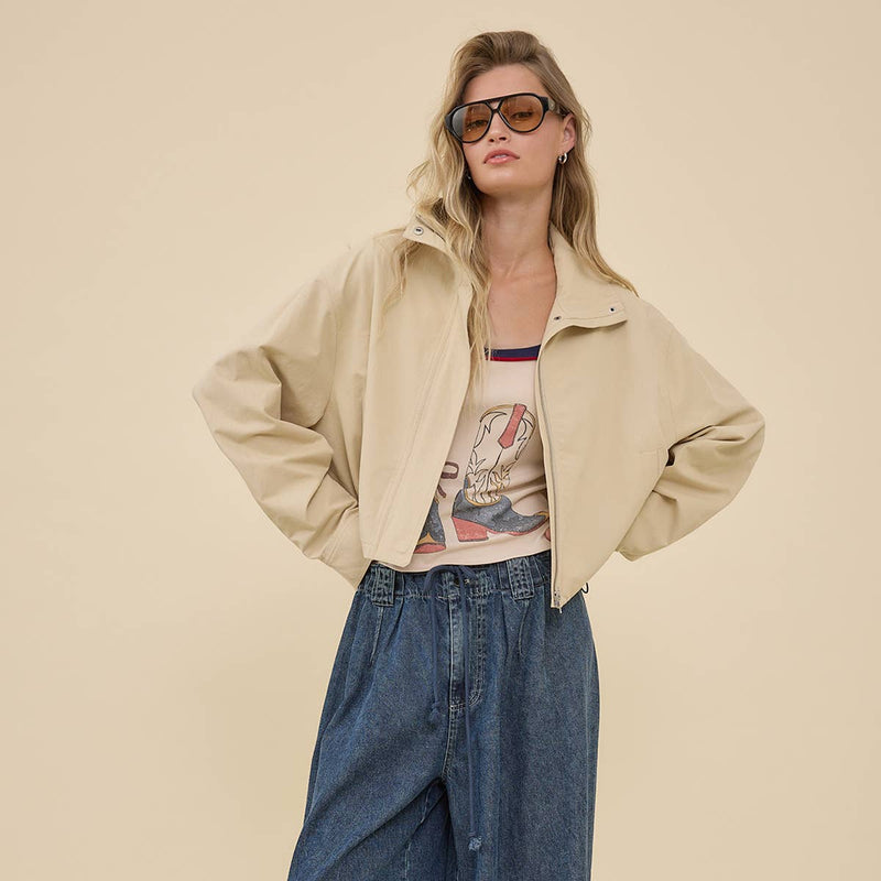 Ayla Stand Collar Drawstring Jacket