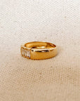 18k Gold Filled Trio baguette Cubic Zirconia Stone Ring