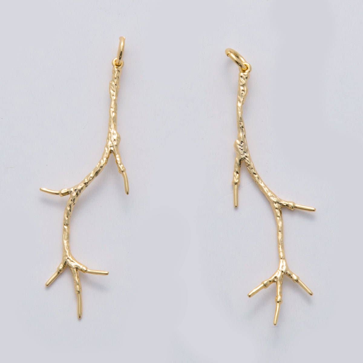 18K Gold Filled Hammered Tree Branch Geometric Charm