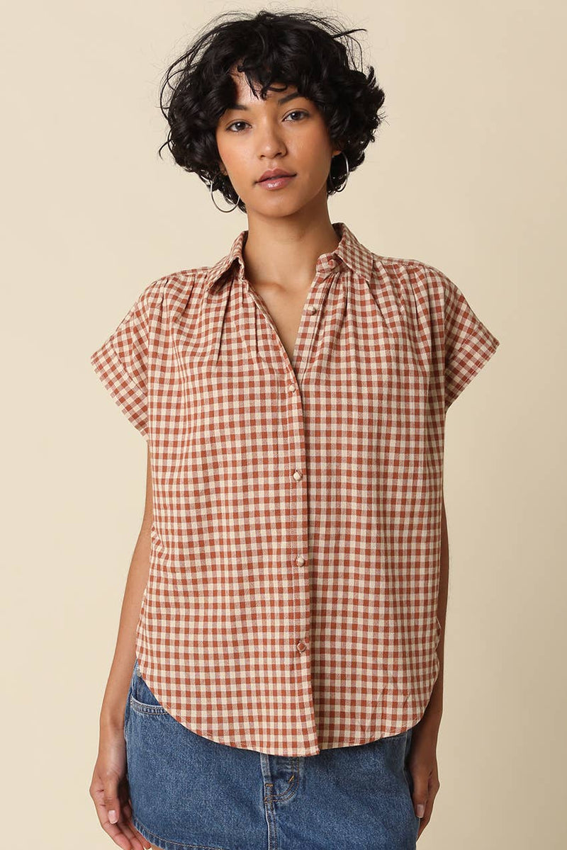 Natalya Sadie Gingham Button-Up Top