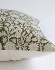 Jardim Floral Block Printed Pillow Cover | Olive