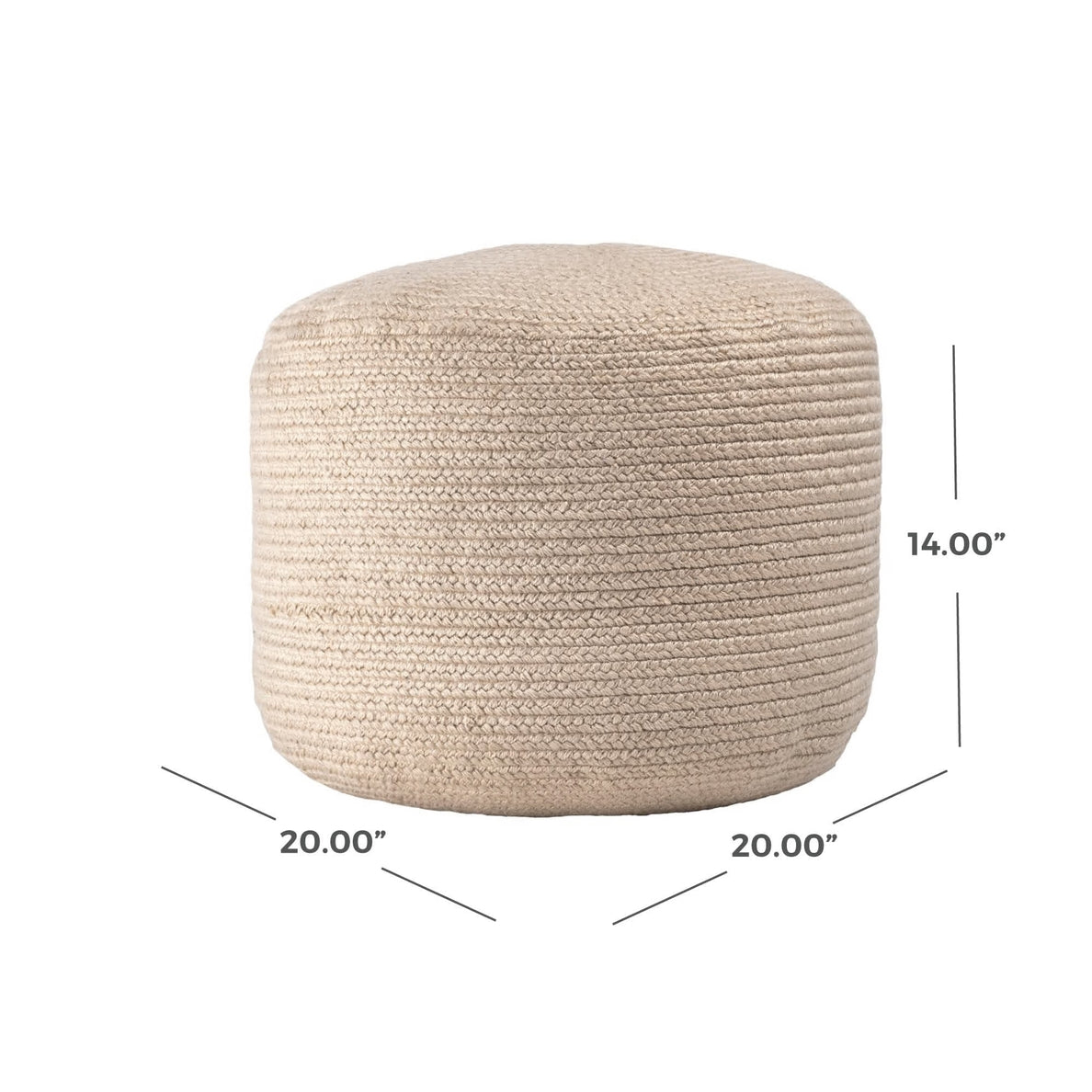 Braided Indoor/Outdoor Filled Ottoman Pouf