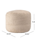 Braided Indoor/Outdoor Filled Ottoman Pouf