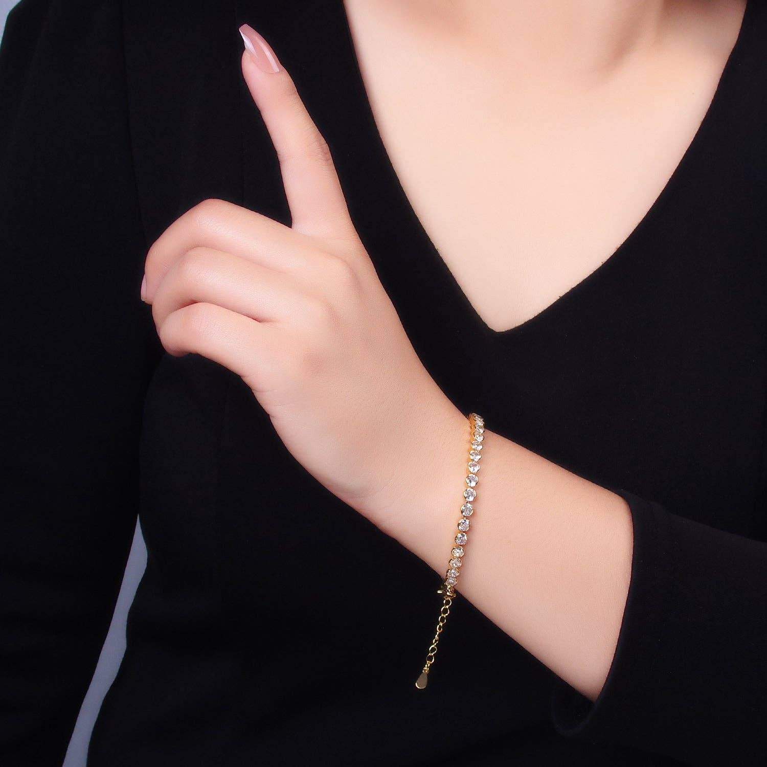 24K Gold Filled 4.5mm Clear CZ Round 7 Inch Tennis Bracelet