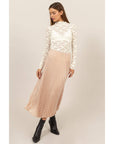 Shiny Pleated Maxi Skirt