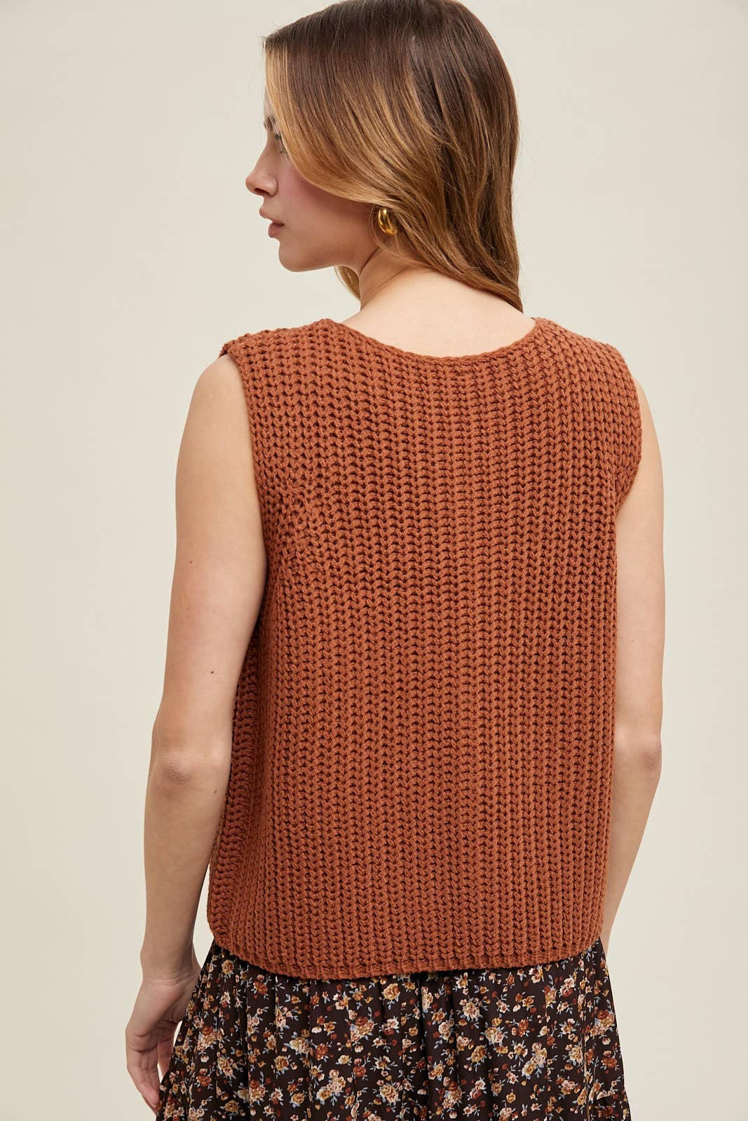 Shaylee Textured Button-Up Sweater Vest