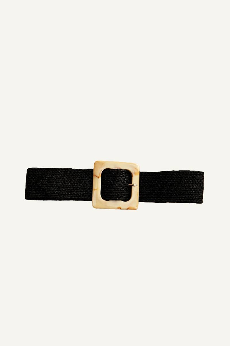 Marbled Swirl Square Buckle Elastic Belt
