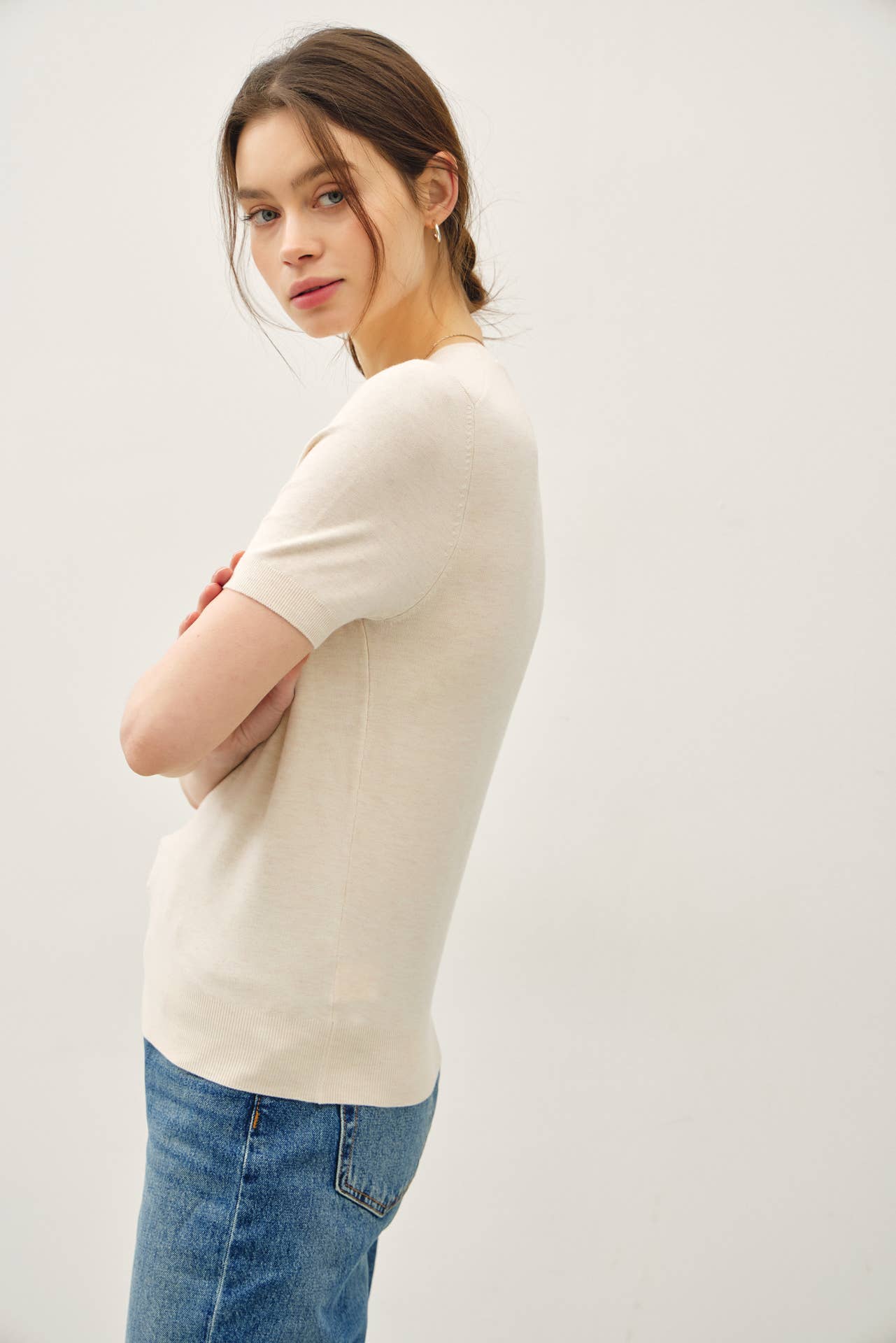 Molly Basic Short Sleeve Sweater Tee
