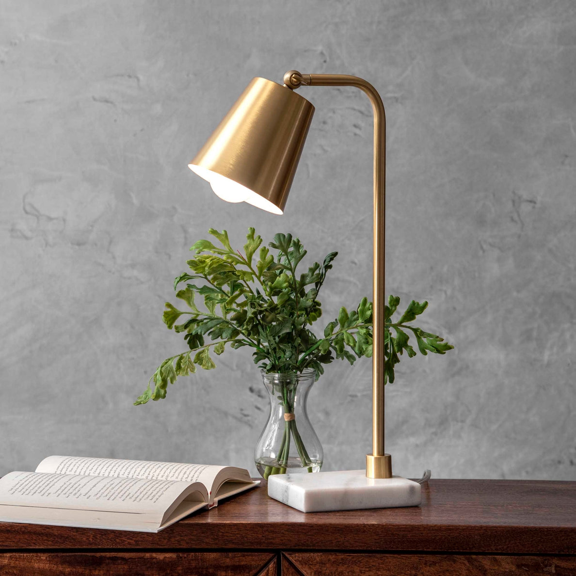 Lincoln 31&quot; Brass &amp; Marble Table Lamp