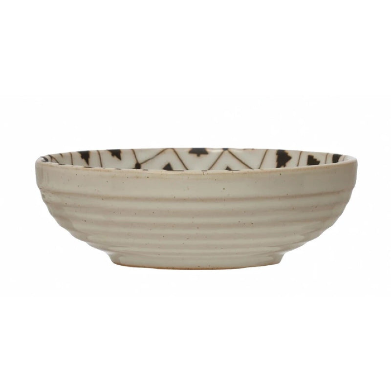 5" Round x 1-1/2"H Stoneware Bowl with Tree Pattern