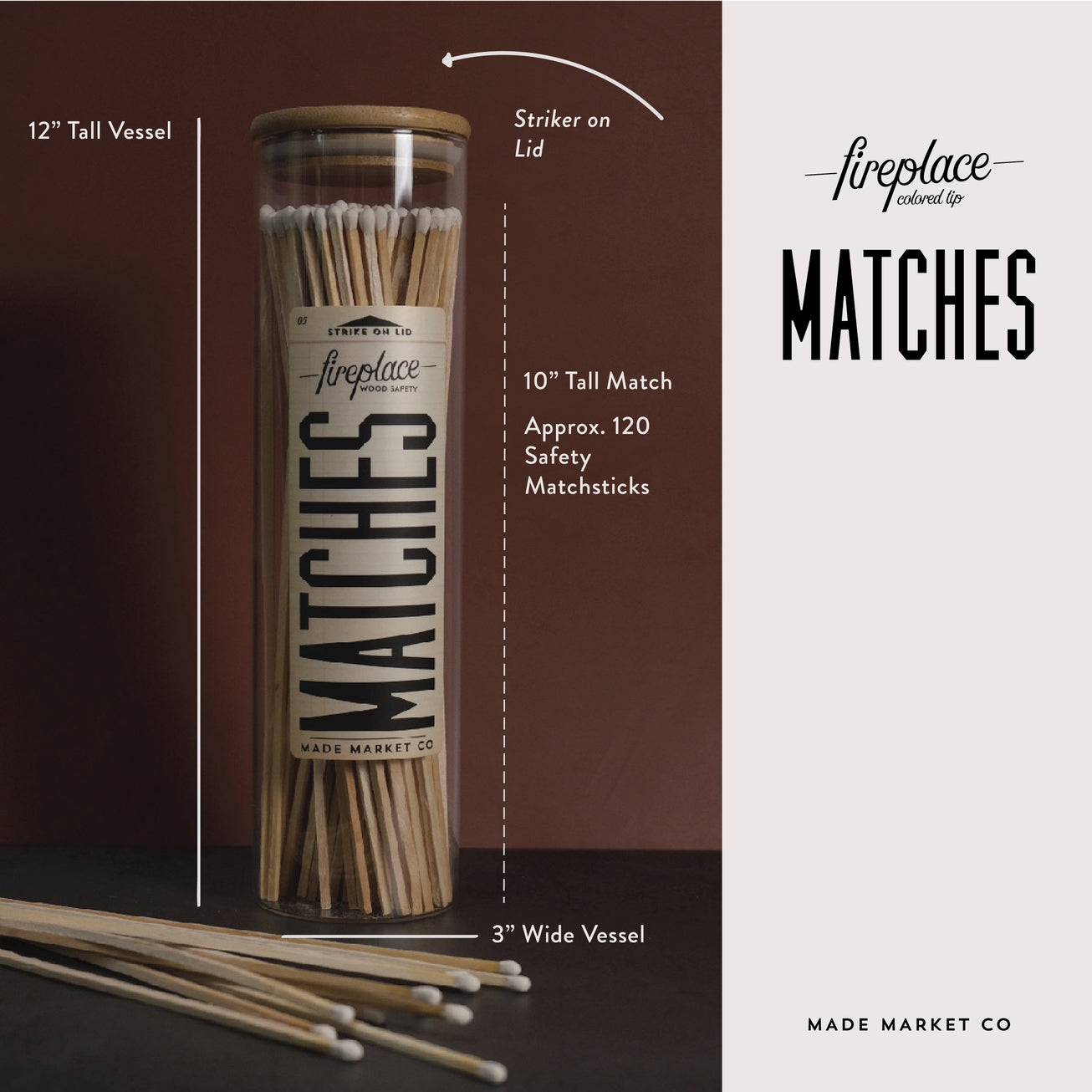 Fireplace vintage Apothecary Matches - Black