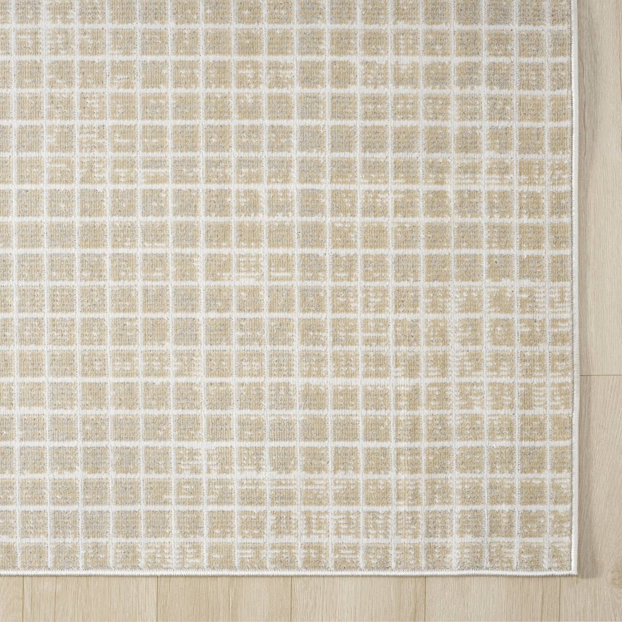 Dalia Beige Micro Grid Indoor Outdoor Rug