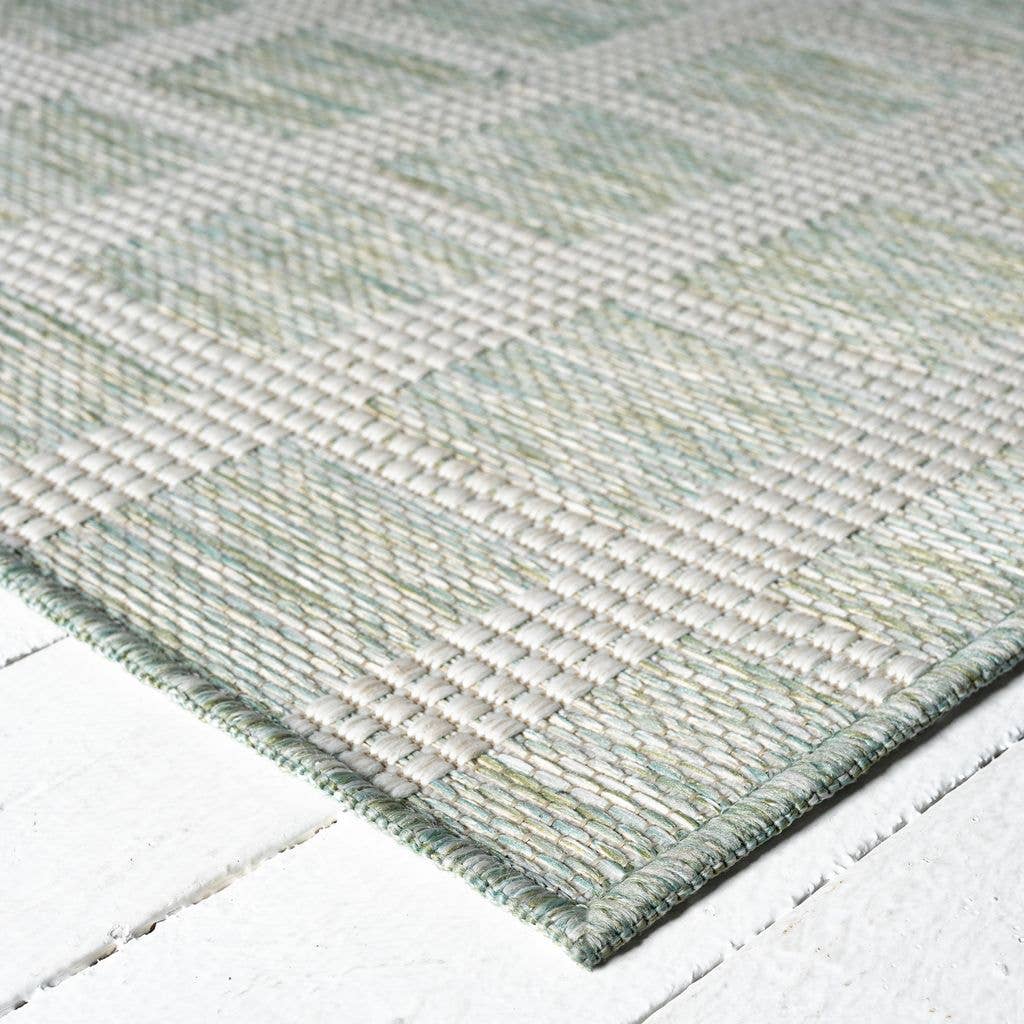 3x5 Ocean Gridscape Green Indoor/Outdoor Area Rug