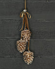 Champagne Glitter Pinecone Trio Cluster