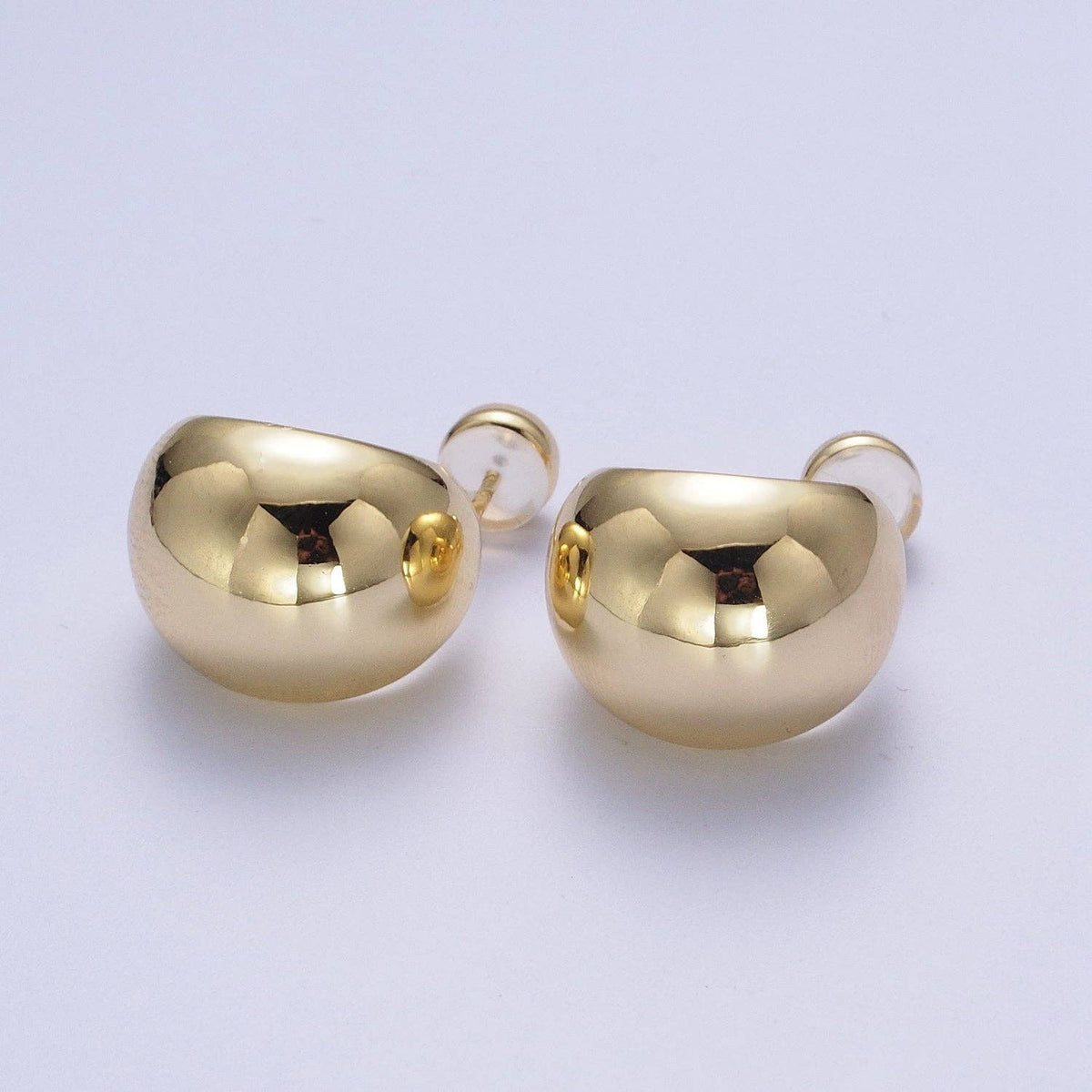 24K Gold Filled Chunky Wide Dome Stud  Earrings