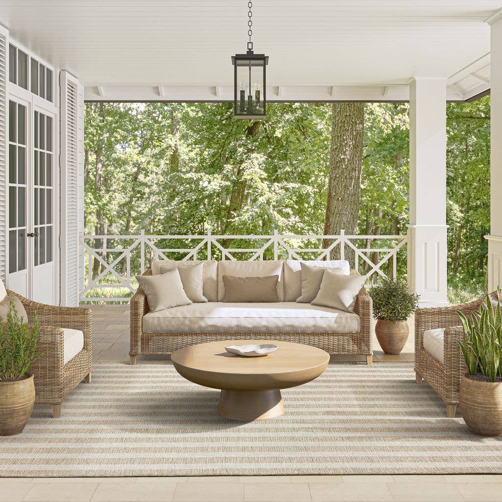 Ocean Striped Beige Brown Indoor/Outdoor Area Rug