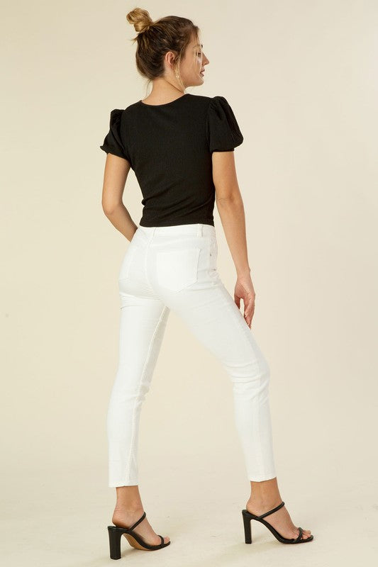 FARREN Shirred Puff Sleeve Top