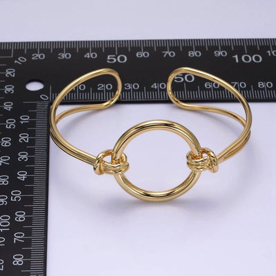 14K Gold Filled Round Circle Rope Tied Minimalist Cuff Bangle Bracelet - Cloth + Cabin