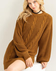 Chloe Cable Knit Ribbed Mini Sweater Dress