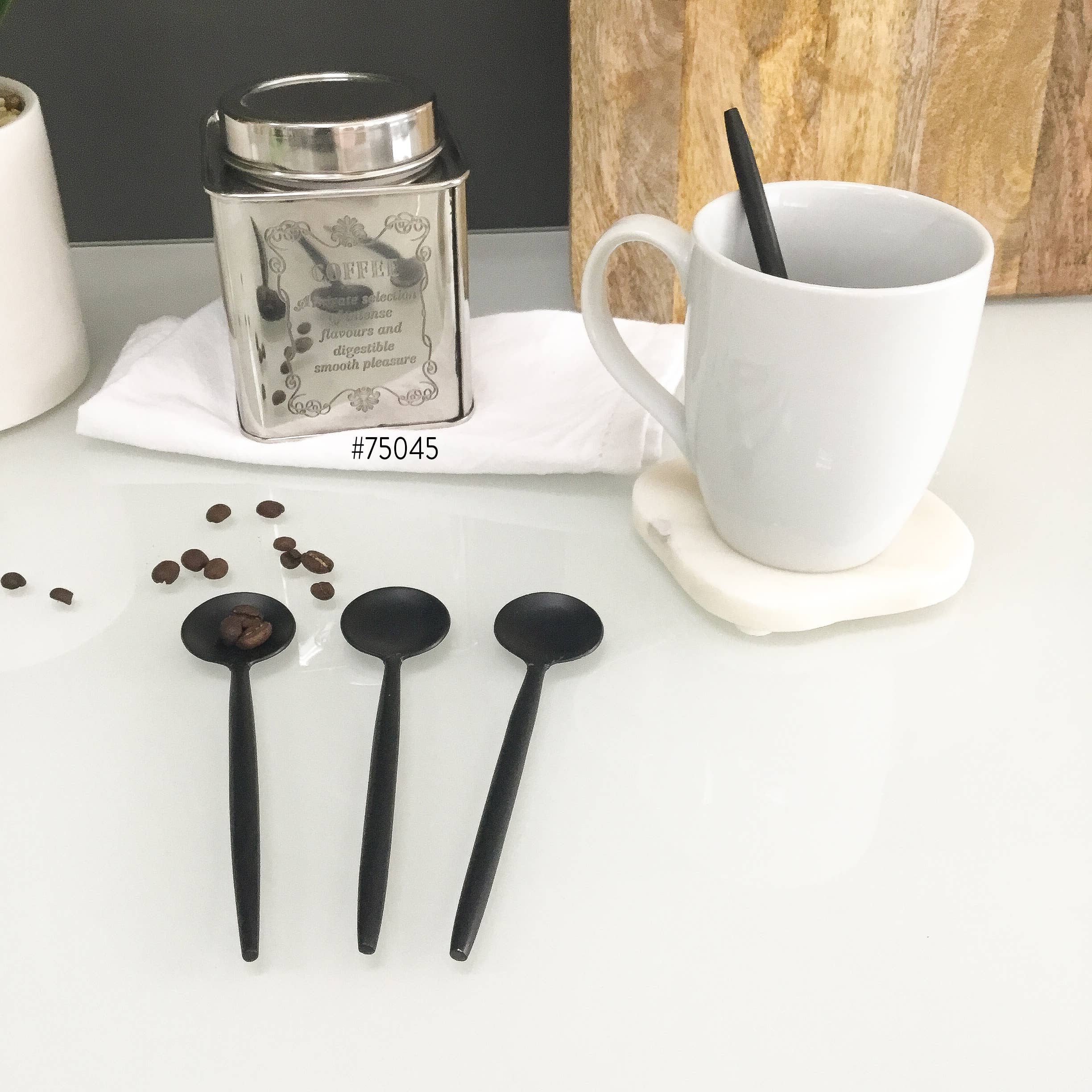 Sleek Black Coffee Spoons