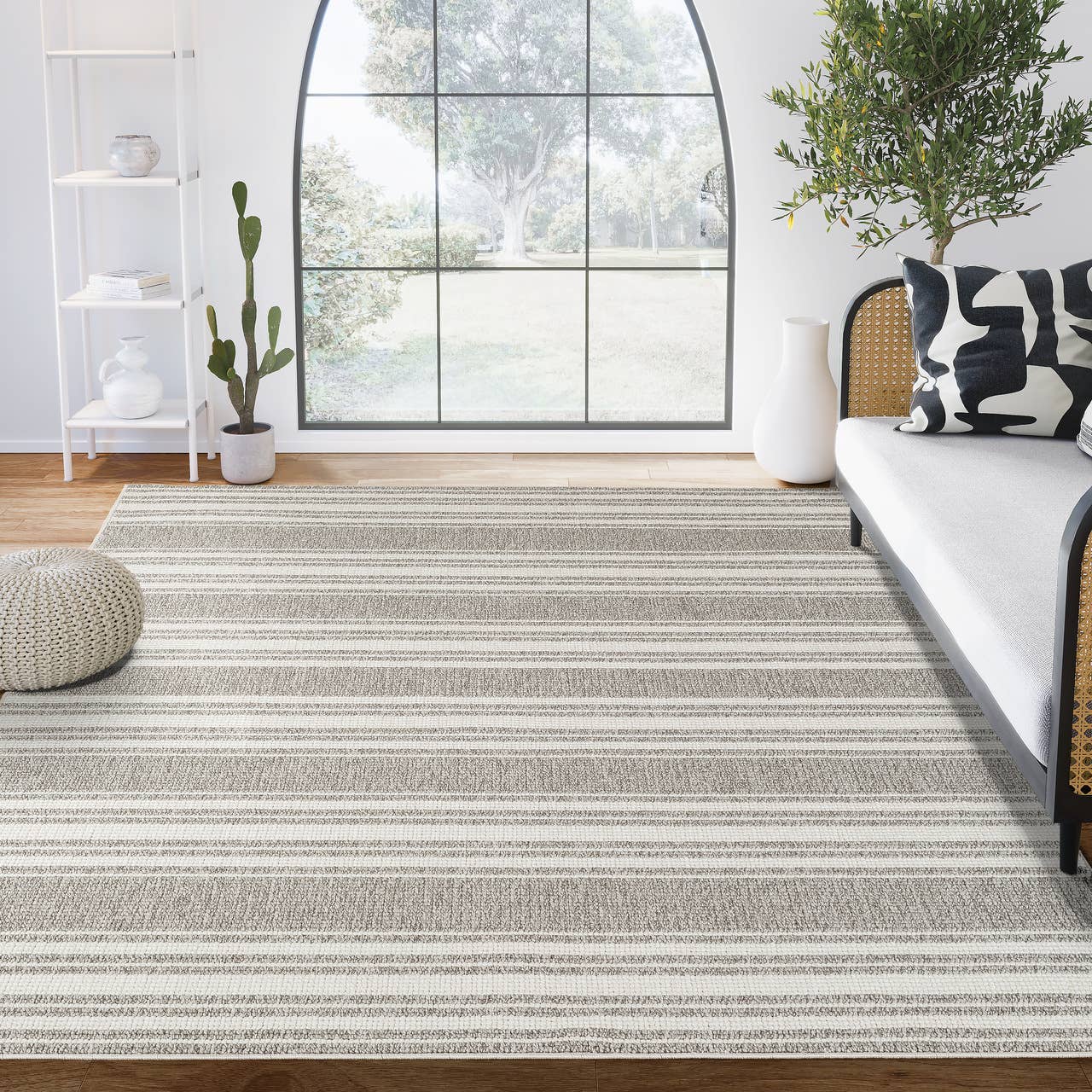4 X6 Luca Striped Grey Cream Area Rug