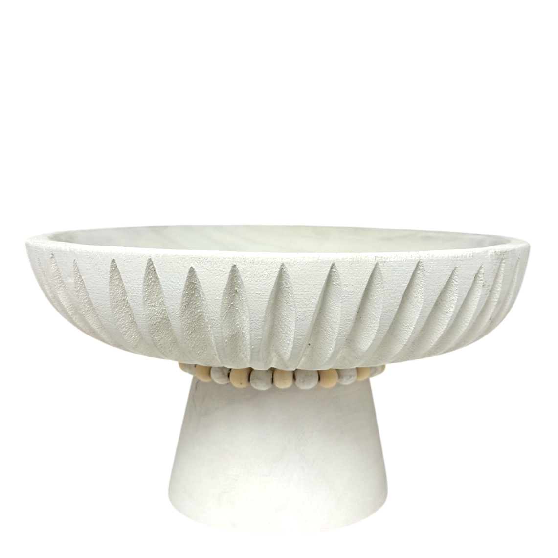 Wood Ribbed Pedestal Tray
