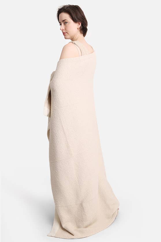 Luxury soft color trim Throw Blanket / Beige