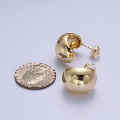 24K Gold Filled Chunky Wide Dome Stud  Earrings