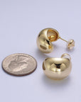 24K Gold Filled Chunky Wide Dome Stud  Earrings