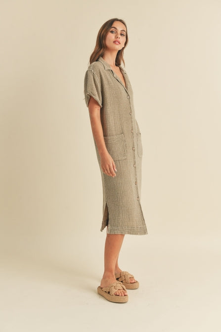 Ronni Gauze Shirt Dress