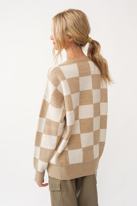 Gracelynn Soft Knit Checker Sweater