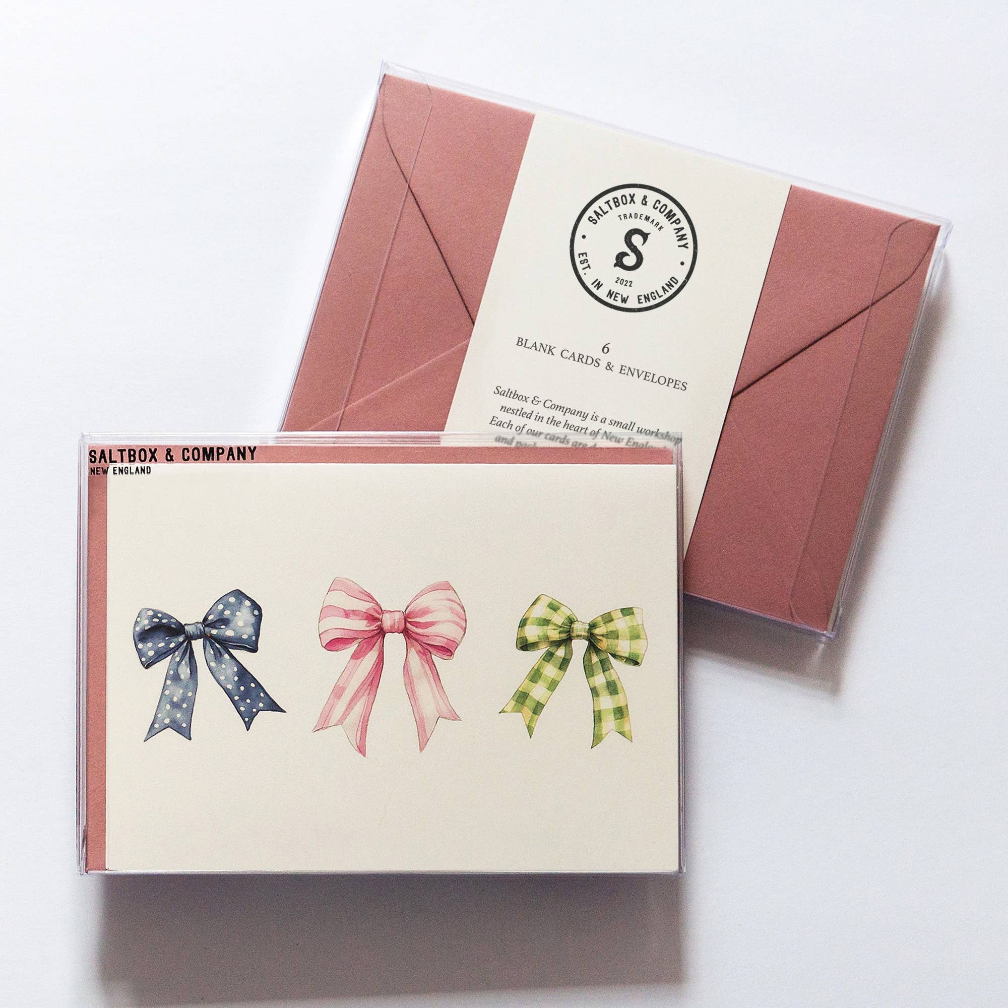 Three Bows - Box of 6 Note Cards - Cloth + Cabin