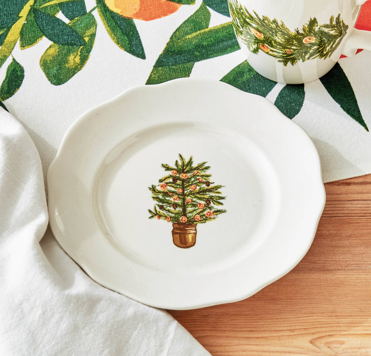 Citrus Tree Appetizer Plate Multi Stoneware Christmas