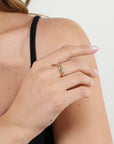 18k Gold Filled Band Ring With Cubic Zirconia Stone