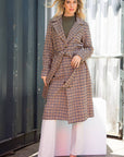 Olivia-Wool Blend Long Overcoat With Tie Belt