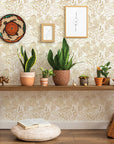 Stencil Foliage Wheat Non-Pasted Wallpaper